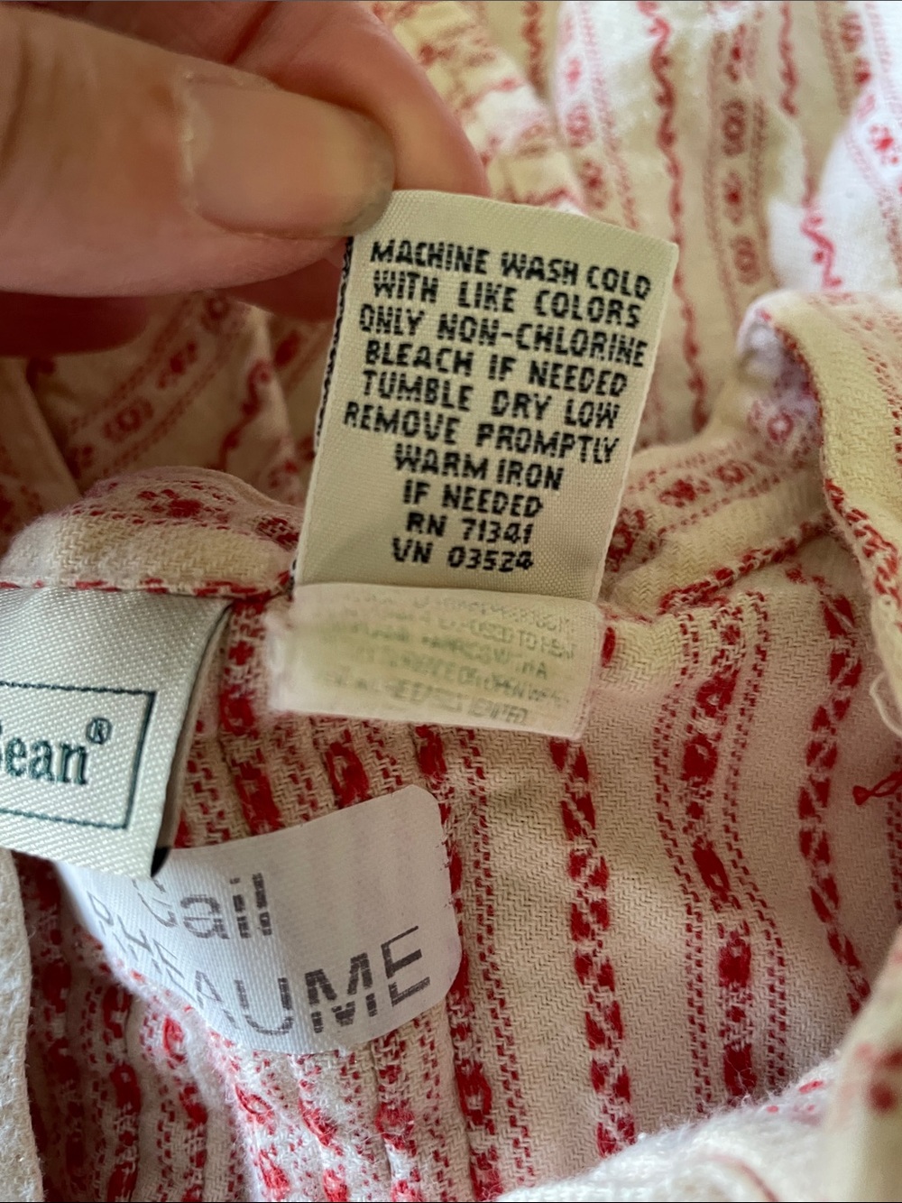 VINTAGE LL Bean Dobby Stripe Flannel Victorian Sleepwear Granny Nightgown Large - Picture 10 of 13
